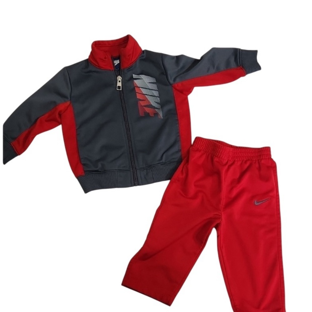 Nike Red and Gray Kids Matching Set jacket and pants size 12 month